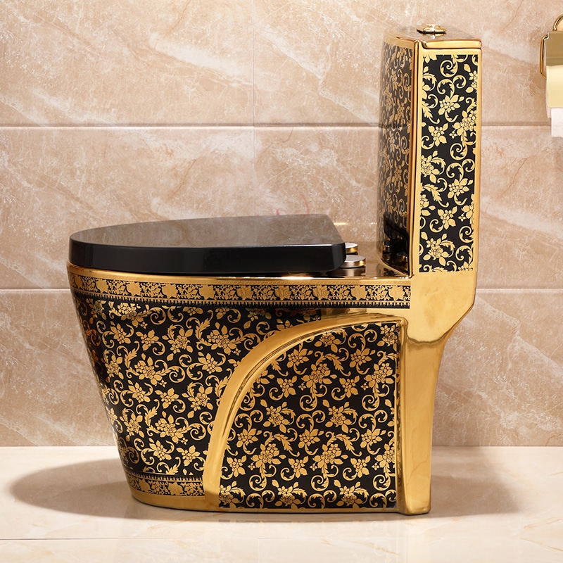 Modern Black and Gold Toilet  -  Black Toilets