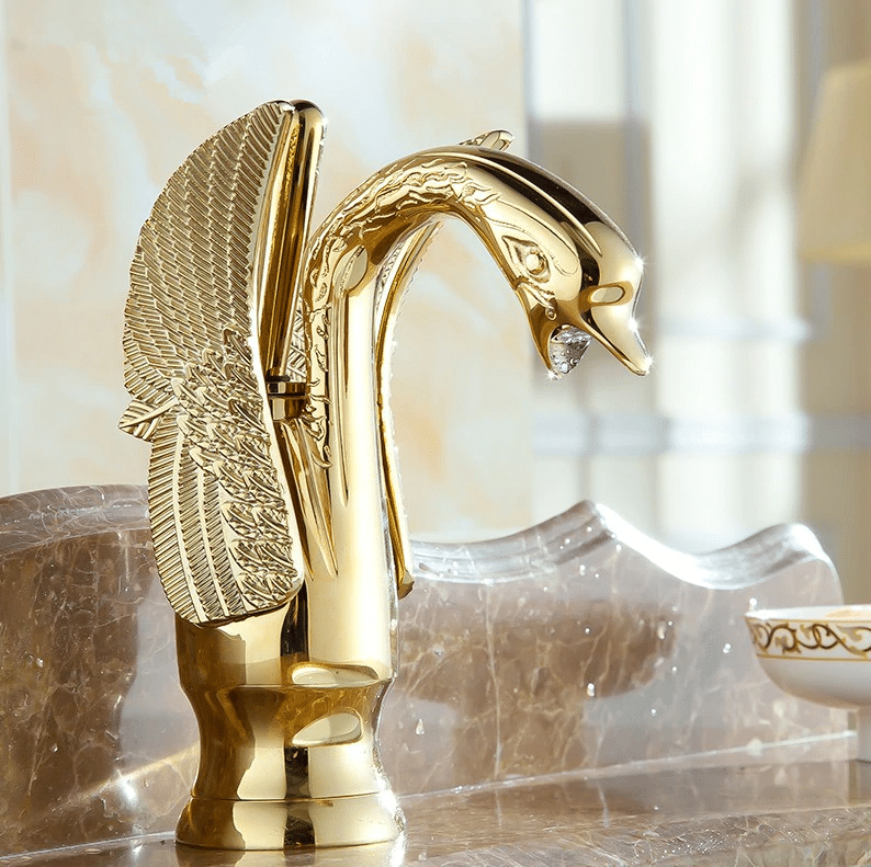 Gold Finished Swan Faucet  -  Gold Water Taps & Faucets