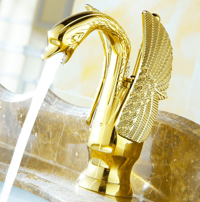 Gold Finished Swan Faucet  -  Gold Water Taps & Faucets