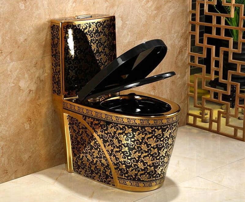 Modern Black and Gold Toilet  -  Black Toilets