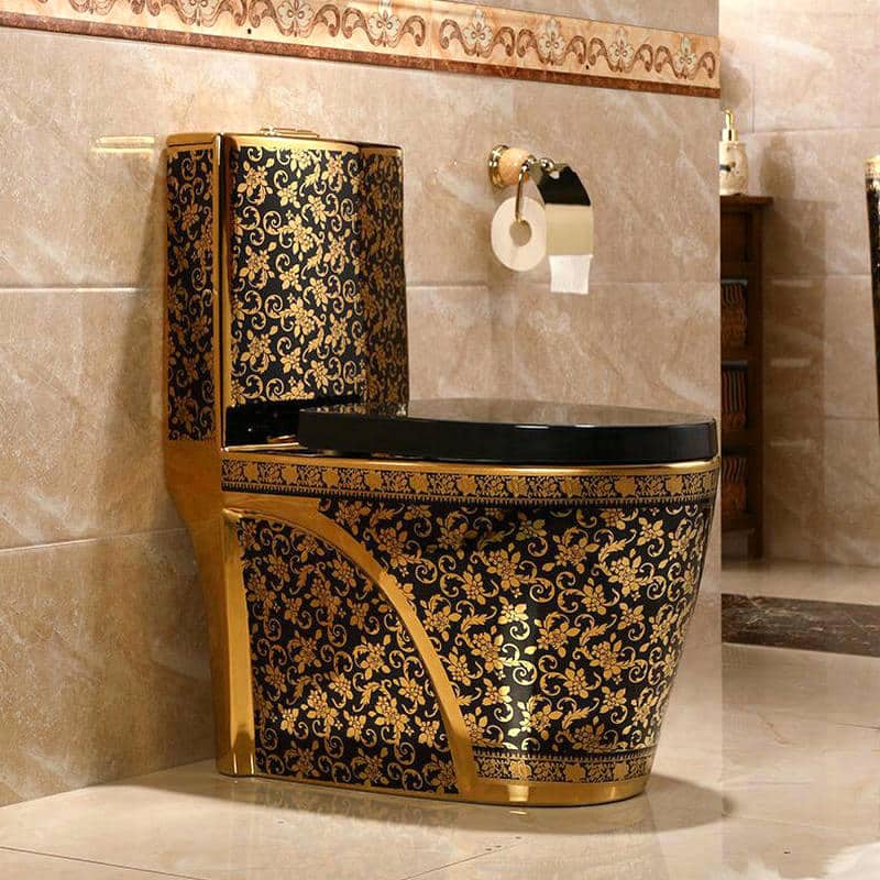 Modern Black and Gold Toilet  -  Black Toilets