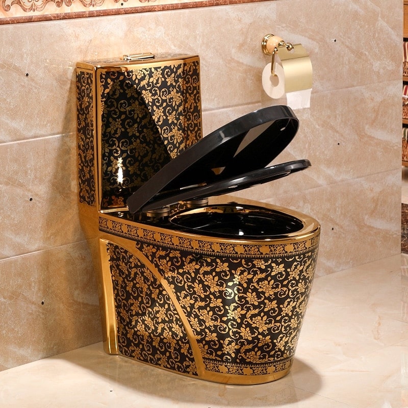Modern Black and Gold Toilet  -  Black Toilets