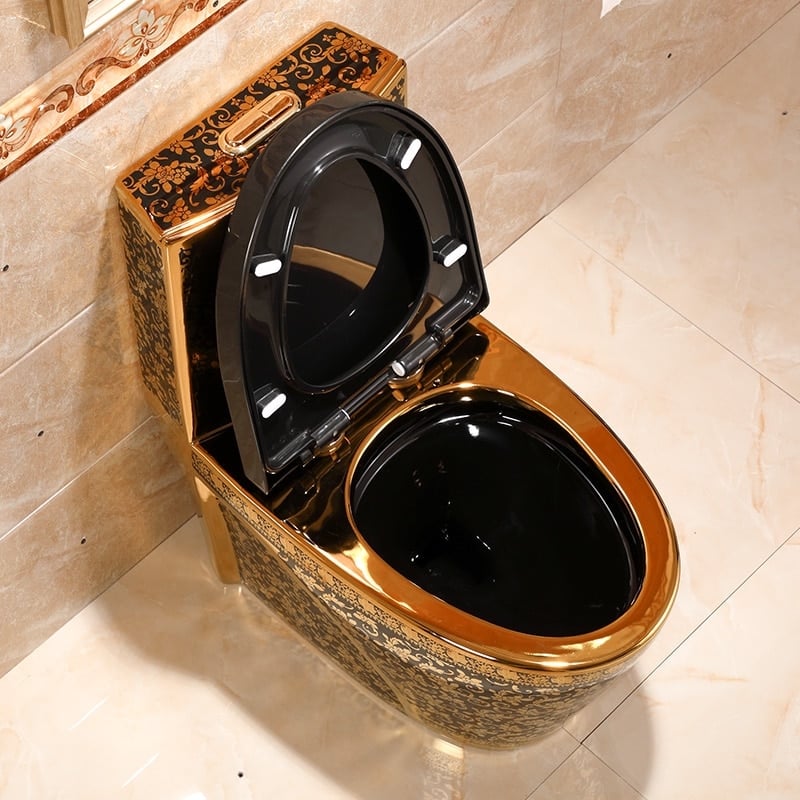Modern Black and Gold Toilet  -  Black Toilets