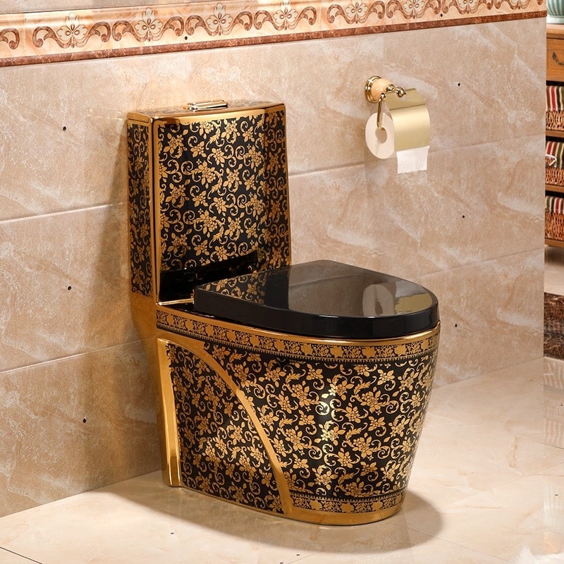 Modern Black and Gold Toilet  -  Black Toilets