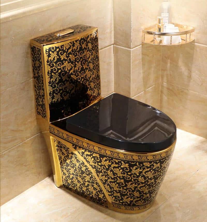 Modern Black and Gold Toilet  -  Black Toilets