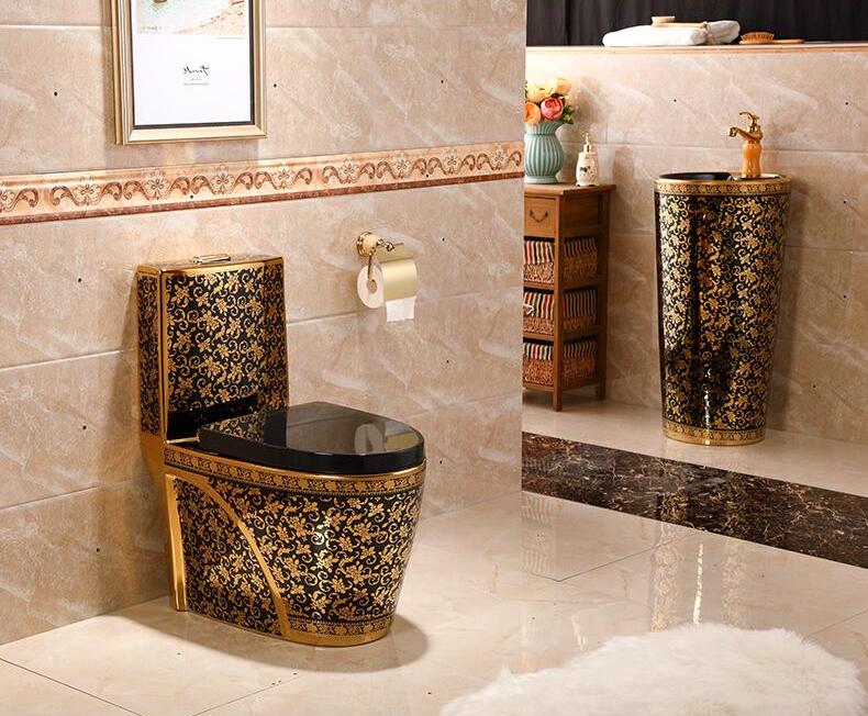 Modern Black and Gold Toilet  -  Black Toilets