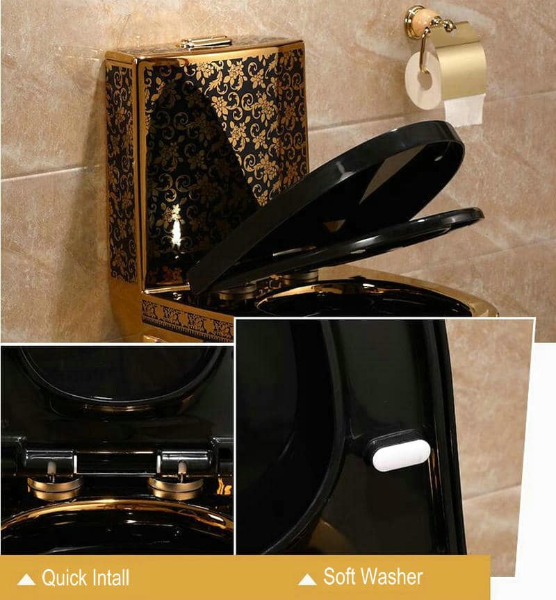 Modern Black and Gold Toilet  -  Black Toilets