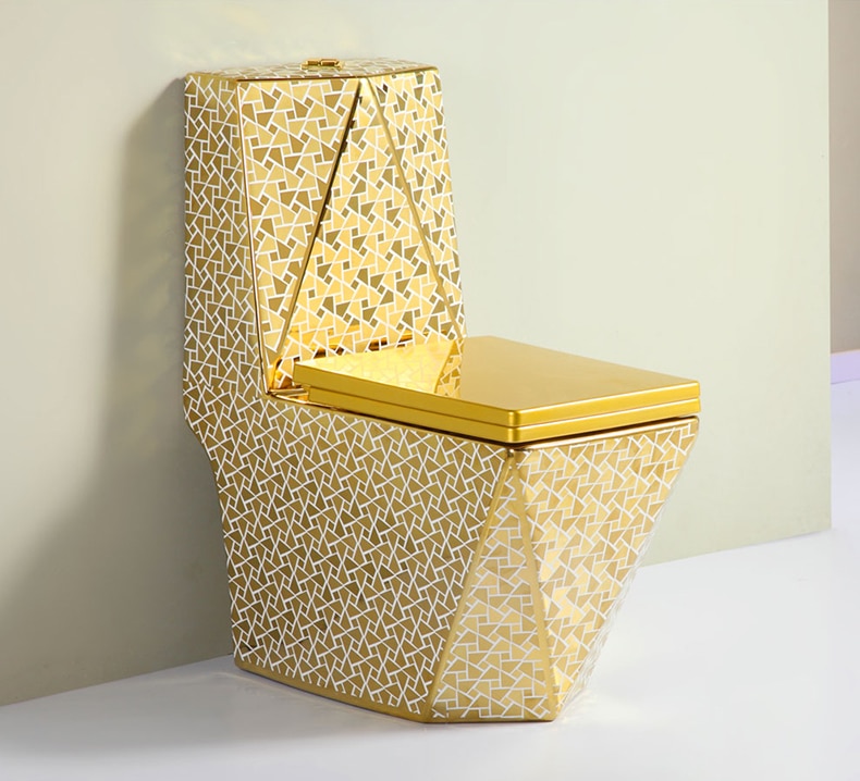 Angular Mosaic Gold Toilet  -  Gold Toilets