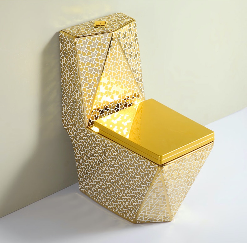Angular Mosaic Gold Toilet  -  Gold Toilets