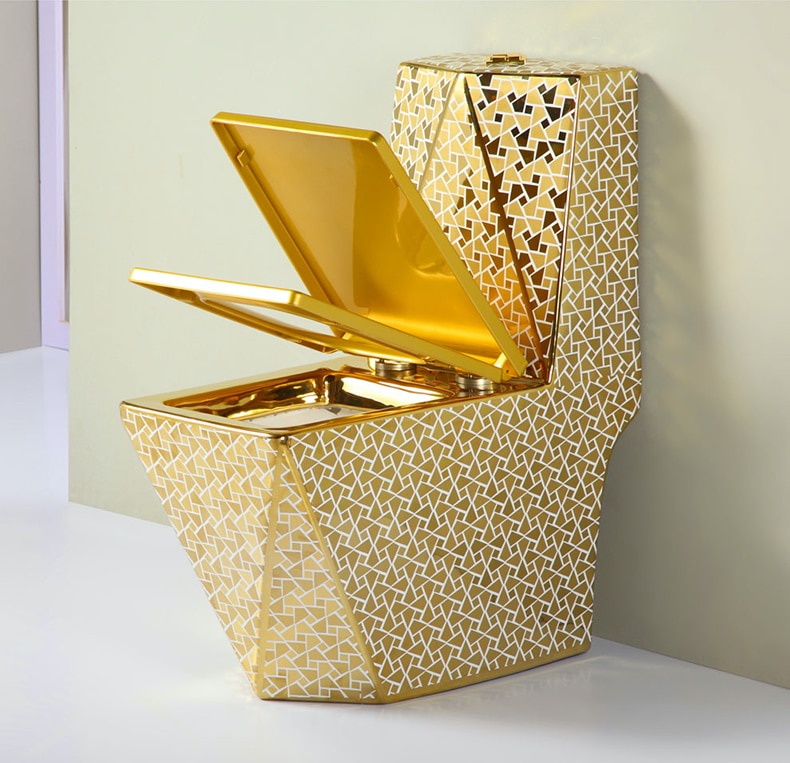 Angular Mosaic Gold Toilet  -  Gold Toilets