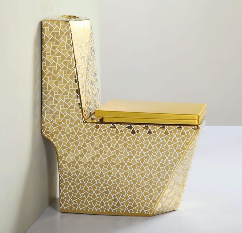 Angular Mosaic Gold Toilet  -  Gold Toilets
