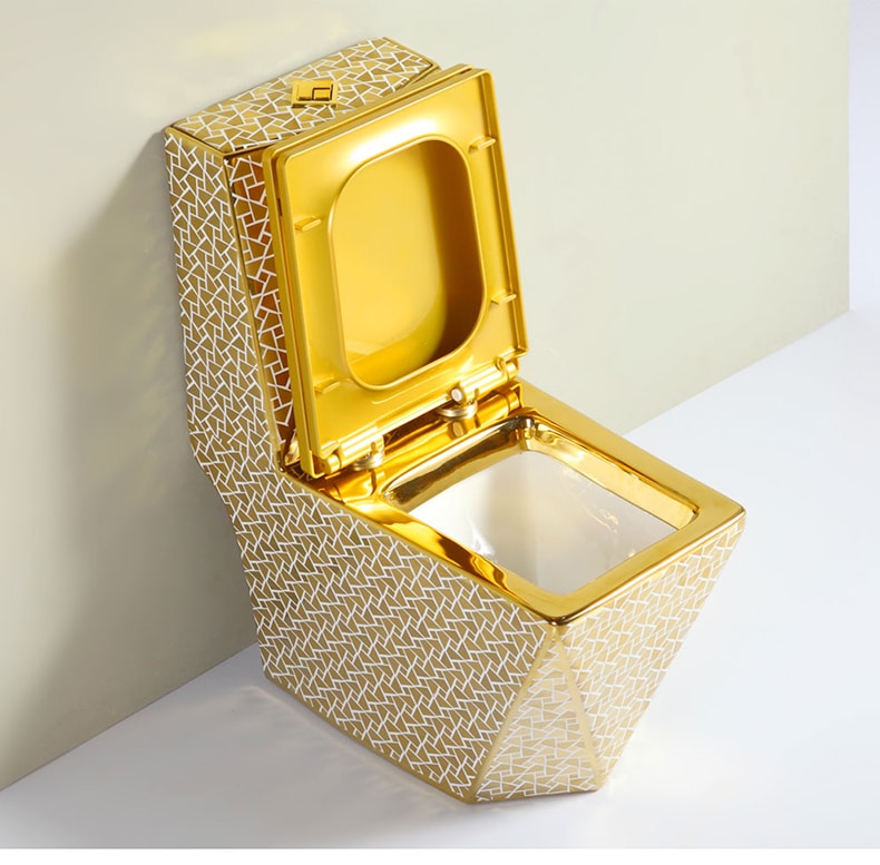 Angular Mosaic Gold Toilet  -  Gold Toilets
