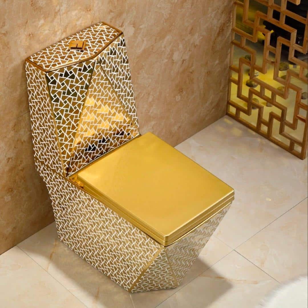 Angular Mosaic Gold Toilet  -  Gold Toilets