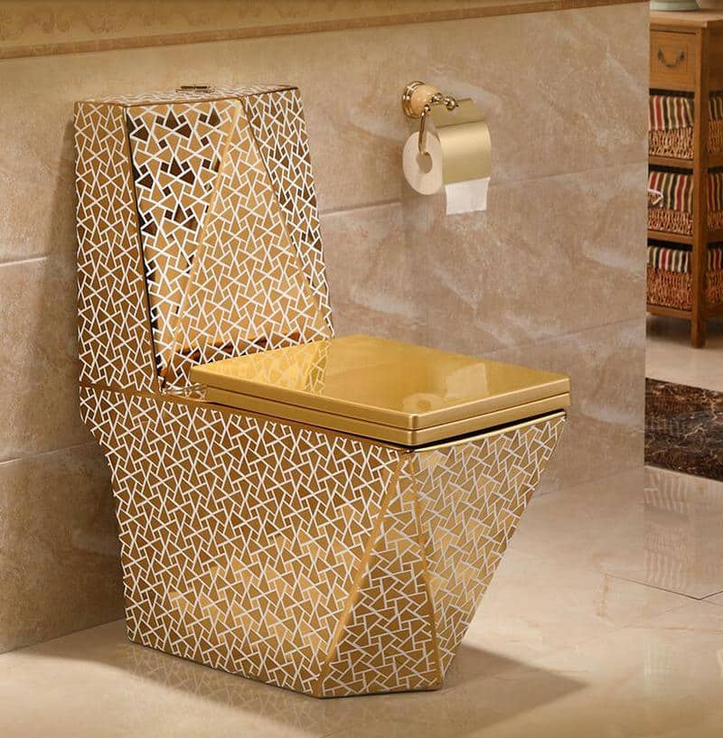 Angular Mosaic Gold Toilet  -  Gold Toilets