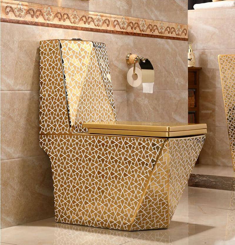 Angular Mosaic Gold Toilet  -  Gold Toilets