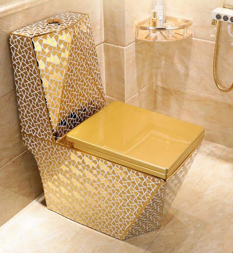 Angular Mosaic Gold Toilet  -  Gold Toilets