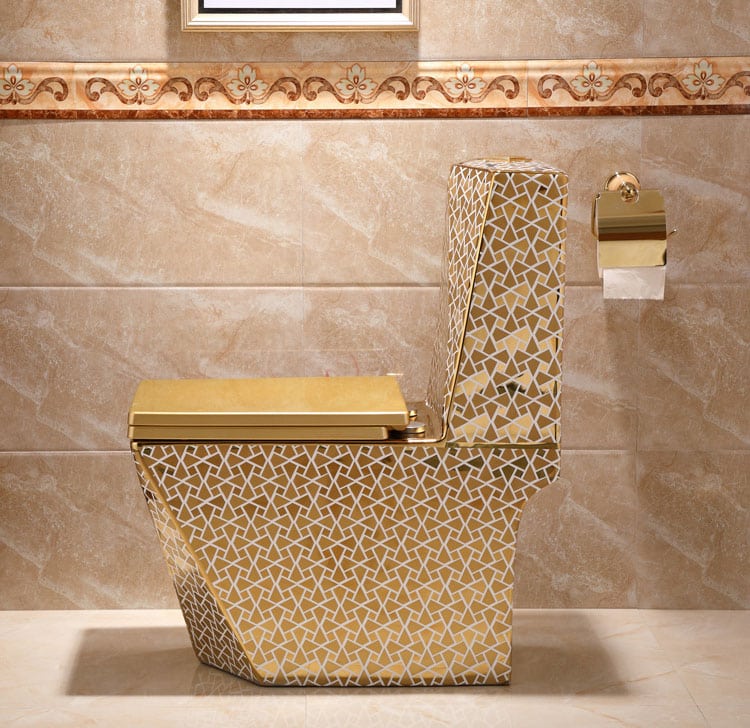 Angular Mosaic Gold Toilet  -  Gold Toilets