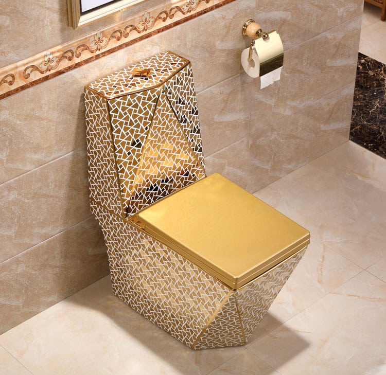 Angular Mosaic Gold Toilet  -  Gold Toilets
