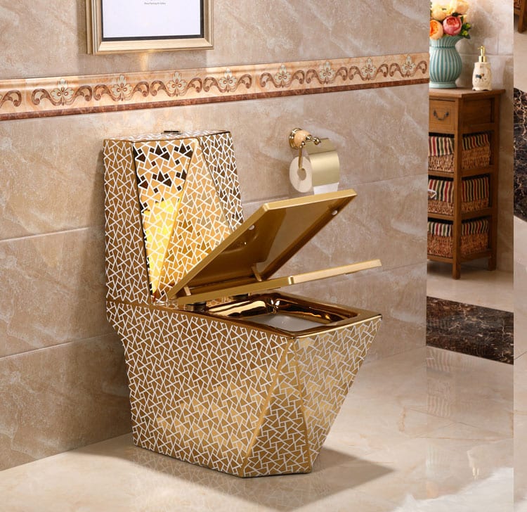 Angular Mosaic Gold Toilet  -  Gold Toilets