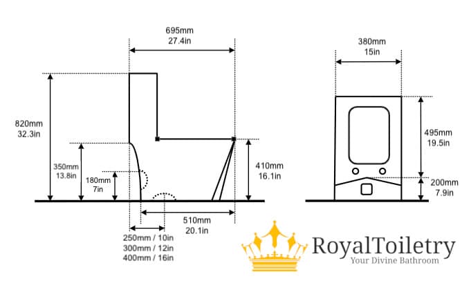 Angular Mosaic Silver Toilet measurements