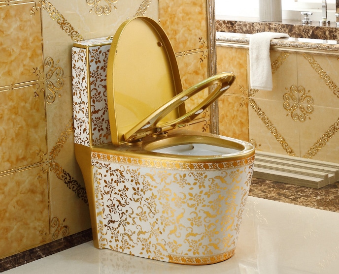 White and Gold Toilet  -  Gold Toilets