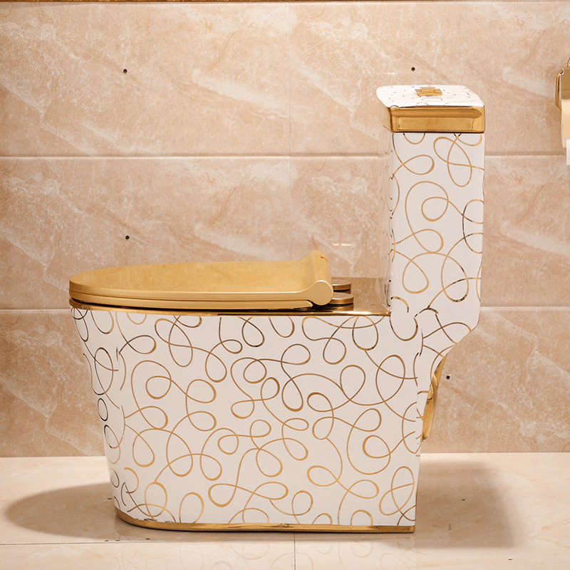 Divine Toilet With Gold Lines-Ornaments  -  Gold Toilets