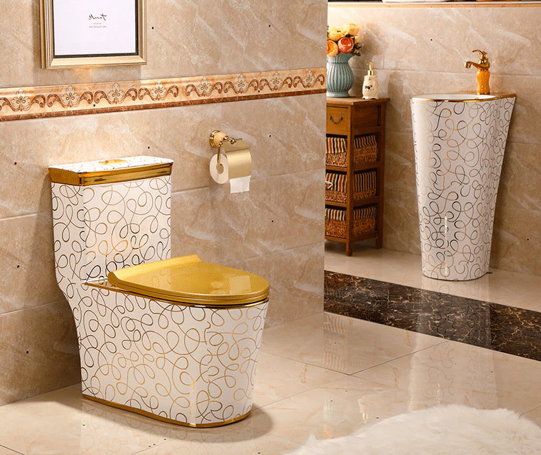 Divine Toilet With Gold Lines-Ornaments  -  Gold Toilets