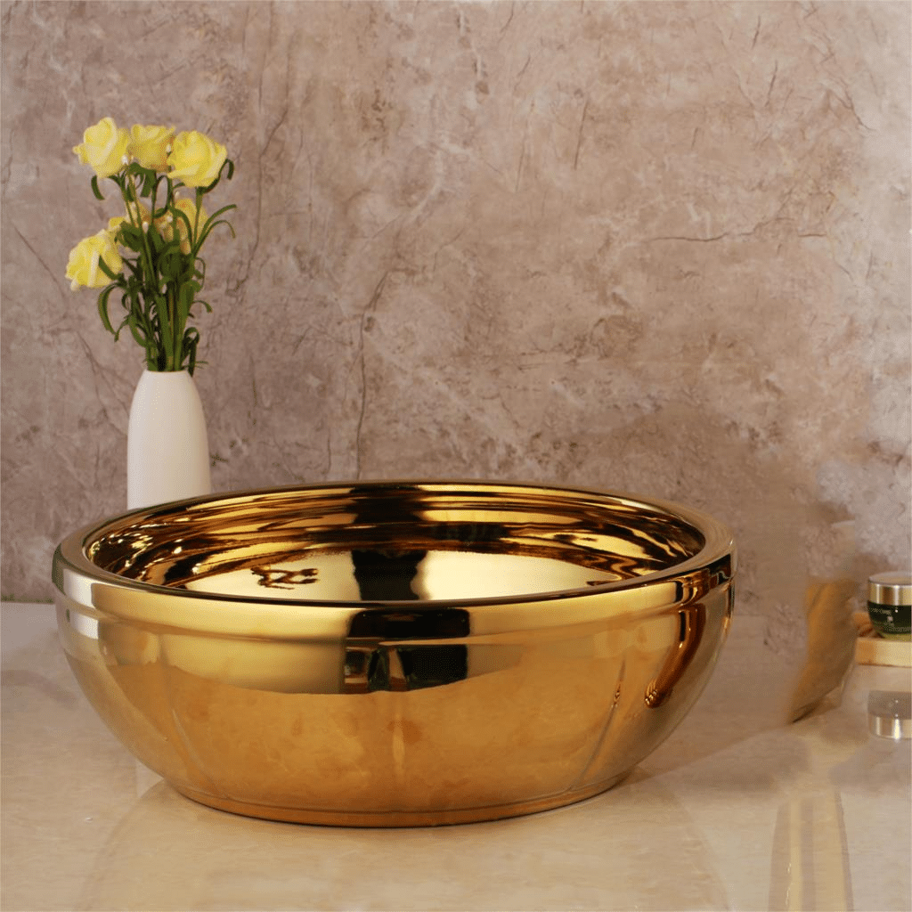 Gold High Polished Bathroom Basin  -  Gold Bathroom Basins / Sinks