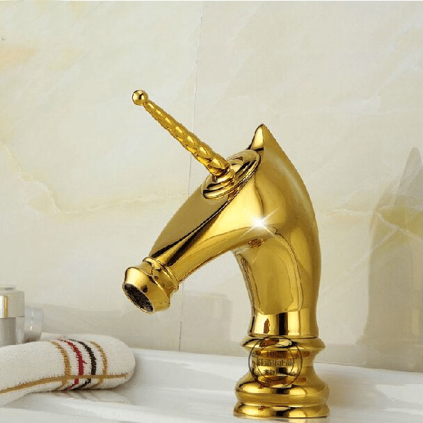 Gold Unicorn Bathroom Sink Faucet  -  Gold Water Taps & Faucets
