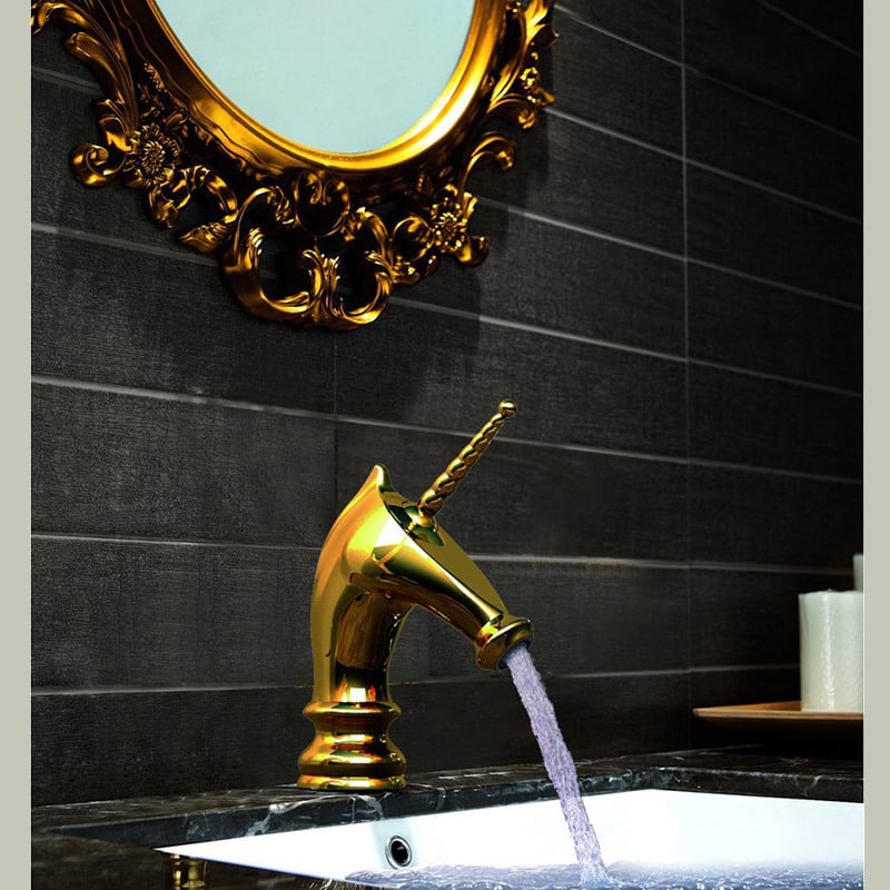 Gold Unicorn Bathroom Sink Faucet  -  Gold Water Taps & Faucets