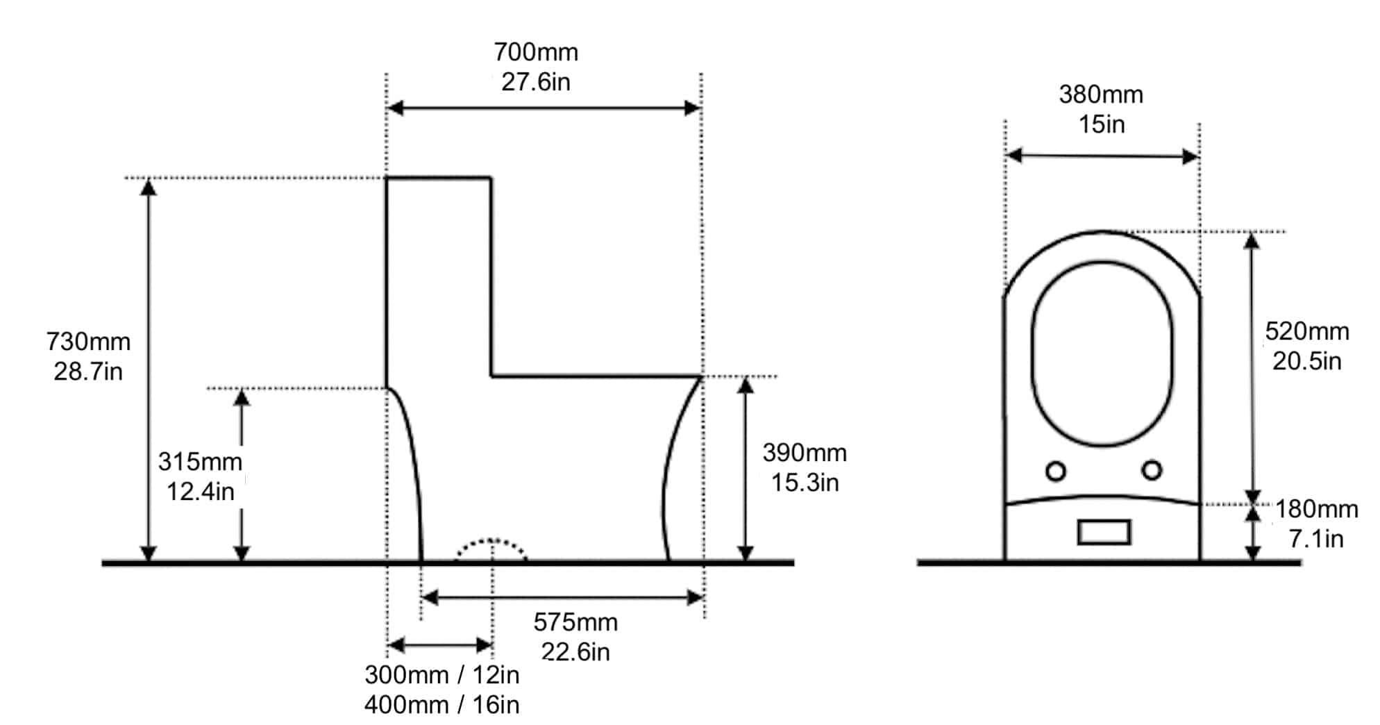 Luxury Toilet With Gold Lines measurements