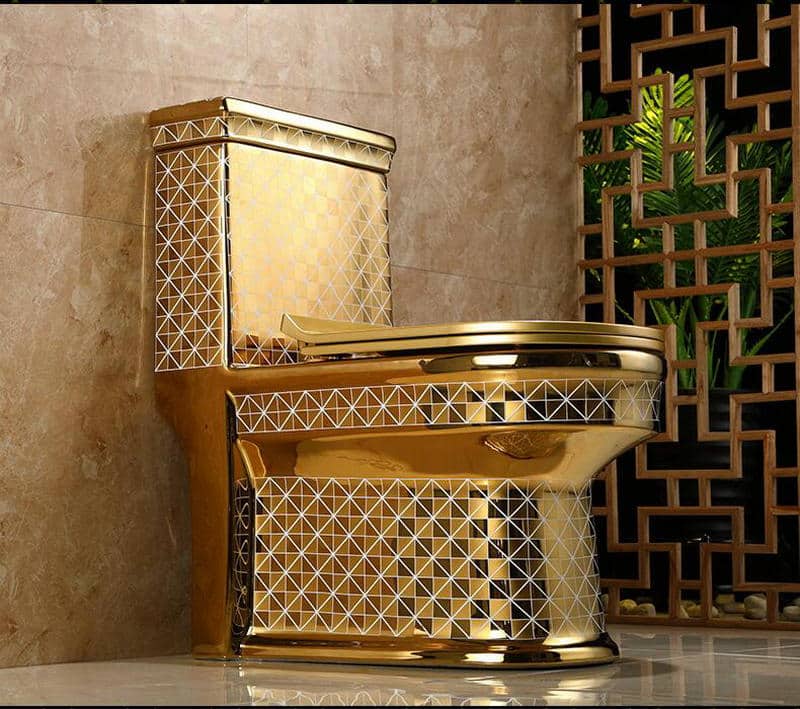 Gold Toilet With Diamonds Pattern  -  Gold Toilets