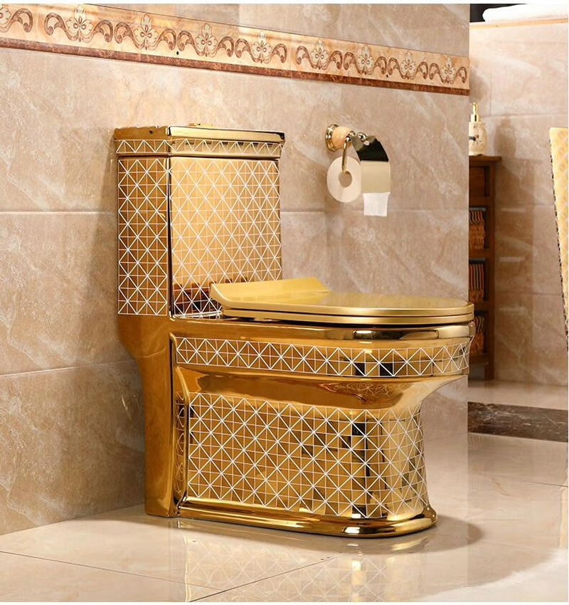 Gold Toilet With Diamonds Pattern  -  Gold Toilets