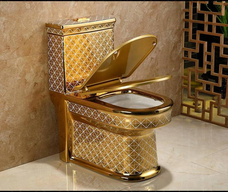 Gold Toilet With Diamonds Pattern  -  Gold Toilets