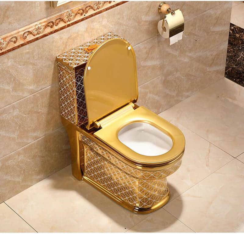 Gold Toilet With Diamonds Pattern  -  Gold Toilets