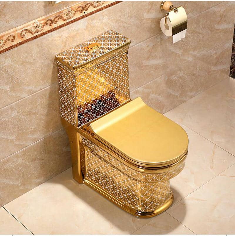 Gold Toilet With Diamonds Pattern  -  Gold Toilets