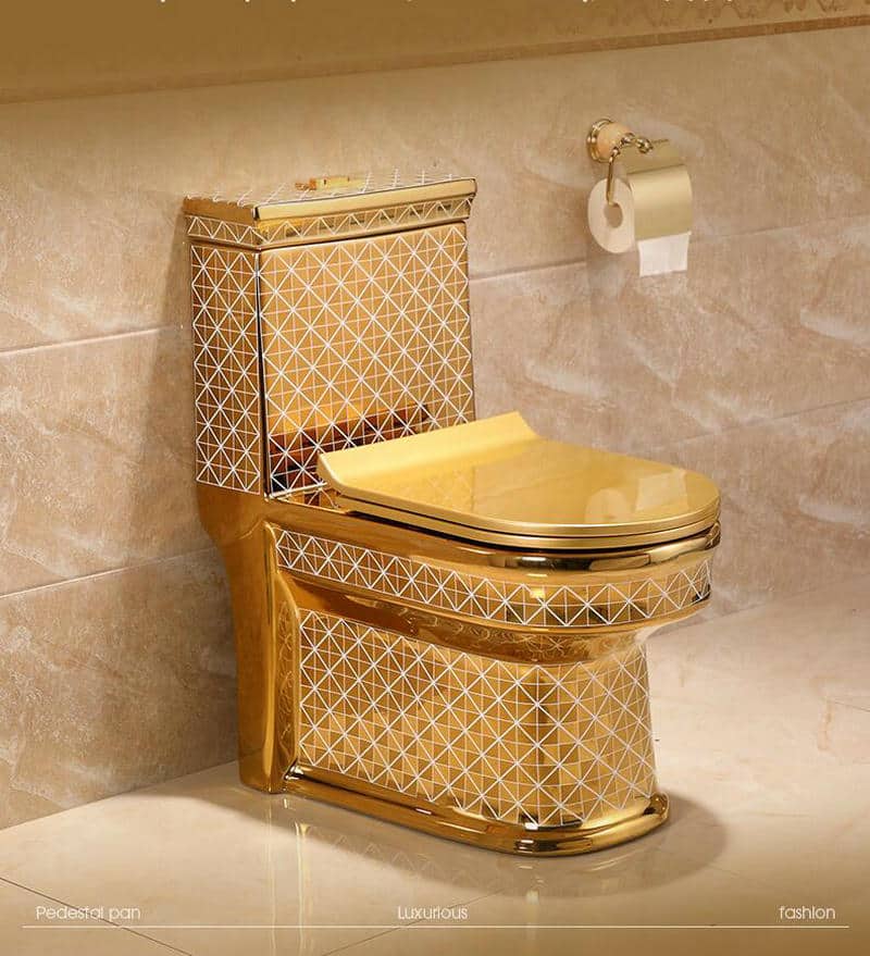 Gold Toilet With Diamonds Pattern  -  Gold Toilets