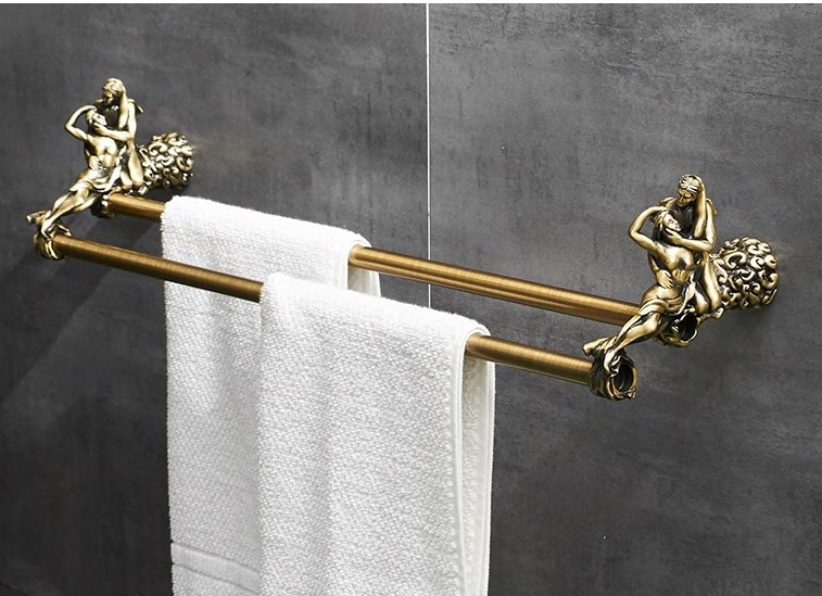 Bronze “Lovers” Double Towel Bar  -  Bathroom Accessories