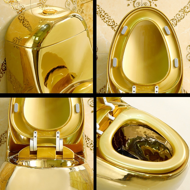 Curved-Shaped Plain Gold Toilet  -  Gold Toilets