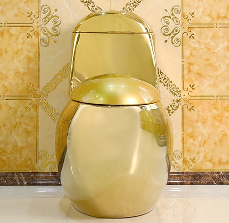 Curved-Shaped Plain Gold Toilet  -  Gold Toilets