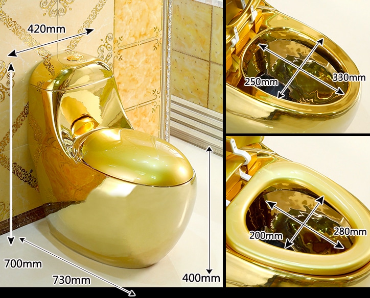 Curved-Shaped Plain Gold Toilet  -  Gold Toilets
