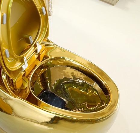 Curved-Shaped Plain Gold Toilet  -  Gold Toilets