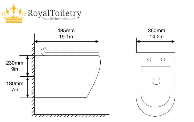 Modern Wall Mounted Plain Gold Toilet measurements