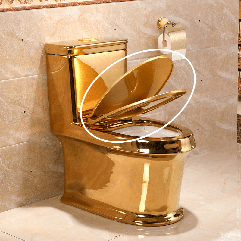 Seat And Lid For The Classic Plain Gold Toilet  -  Toilet Accessories