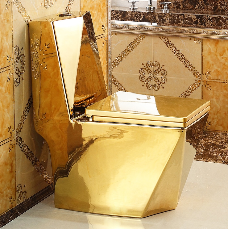 Angular Plain Gold Toilet  -  Gold Toilets
