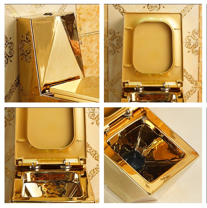 Angular Plain Gold Toilet  -  Gold Toilets