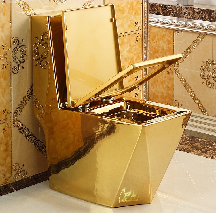 Angular Plain Gold Toilet  -  Gold Toilets