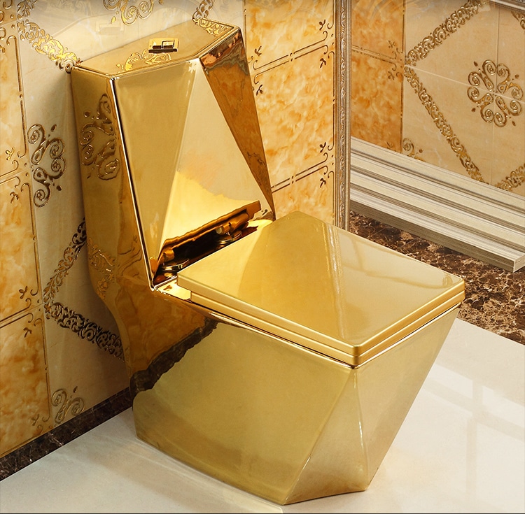 Angular Plain Gold Toilet  -  Gold Toilets
