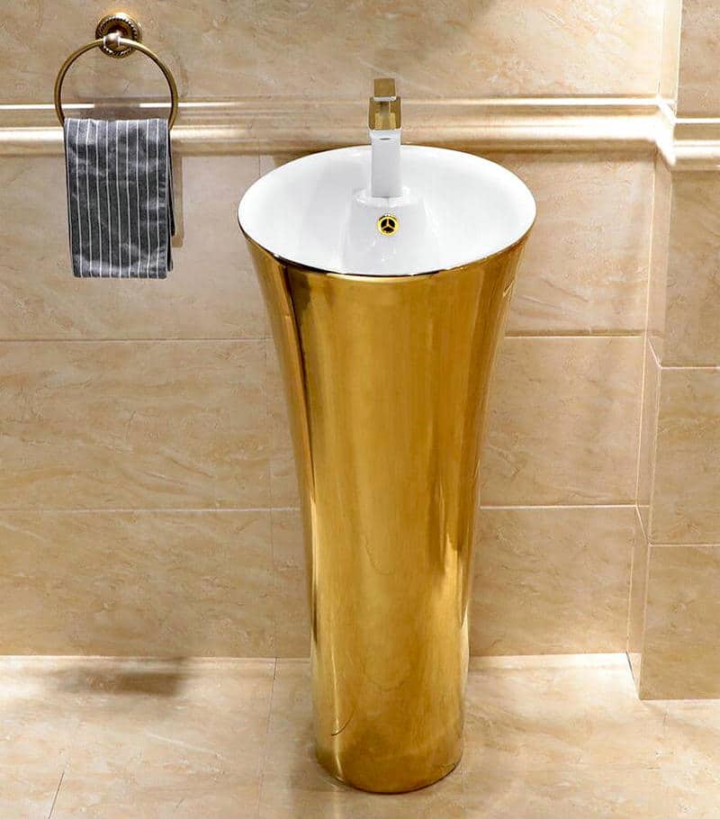 Plain Gold Pedestal Basin  -  Gold Bathroom Basins / Sinks