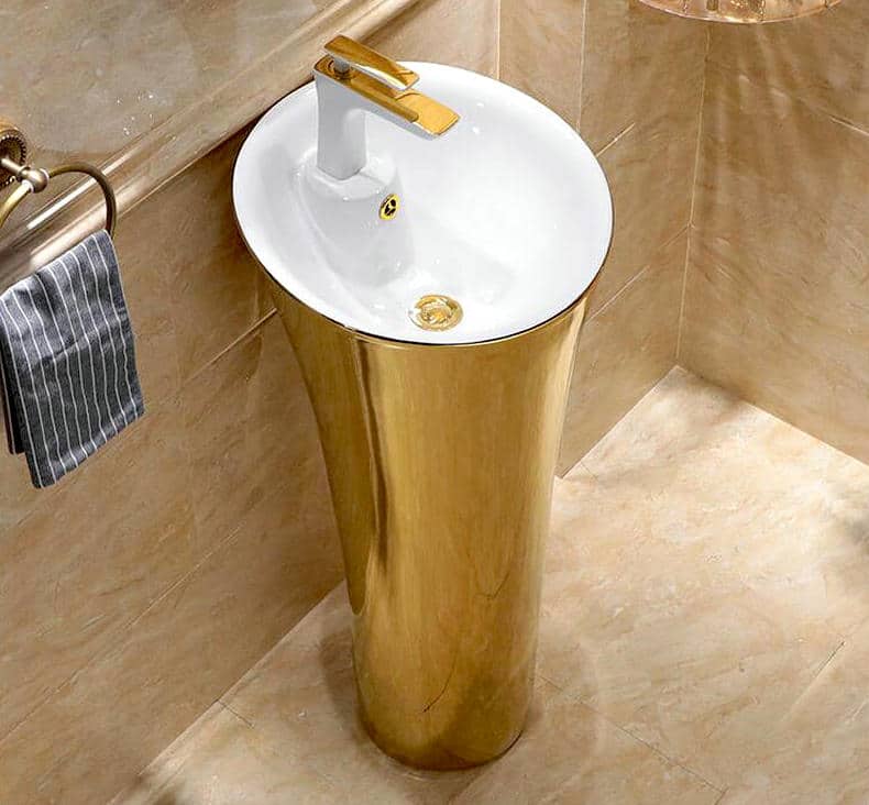 Plain Gold Pedestal Basin  -  Gold Bathroom Basins / Sinks